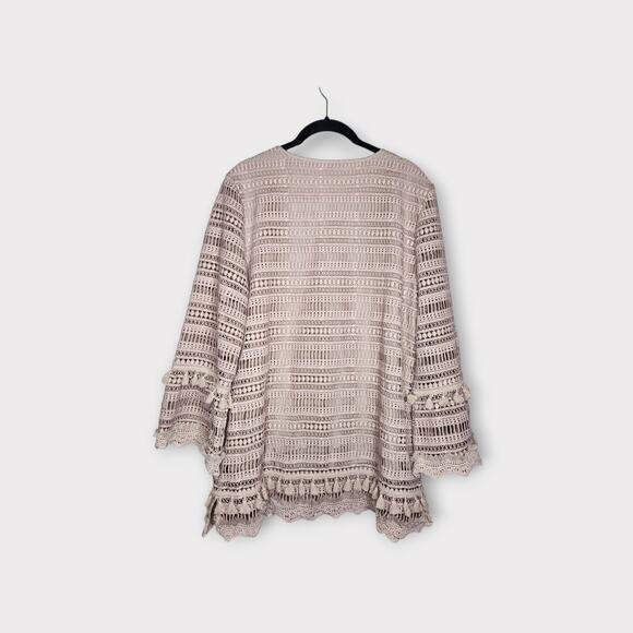 Soft Surroundings Adelita Lace Blouse Tan Flare Sleeve Women’s Medium - Picture 9 of 9